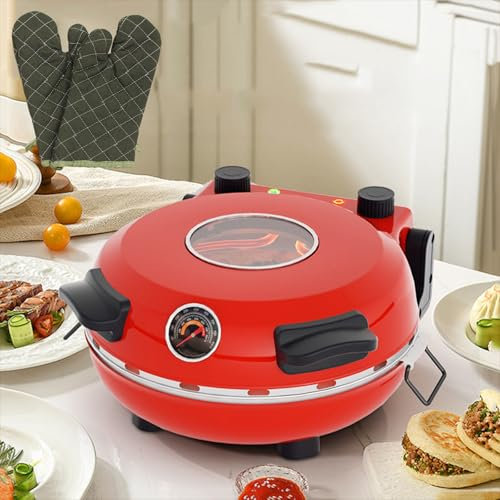 WOTZOV Forno per Pizza Portatile e Macchina per Il Pane 0-15 Minuti di temporizzazione | Forni per Pizza antiaderenti 0-450℃ | Forno per Pizza Professionale con Vassoio Rotondo Grande da
