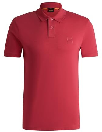 BOSS Herren Passenger Slim-Fit Poloshirt aus Stretch-Baumwolle mit Logo-Aufnäher Hellrot M