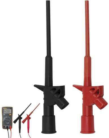 Lot de 2 Sondes de Test de Câble Multimètre, Cordon Multimetre Sonde de Test Professionnelle Isolée Rapide, Noir et Rouge Pointe De Touche Multimetre 10 A Avec Prise Banane de 4 mm