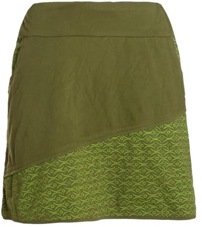 Vishes Alternative Bekleidung - Damen Mini-Rock Baumwolle minimalistisch elastischer Bund mit Taschen Olive 38-40