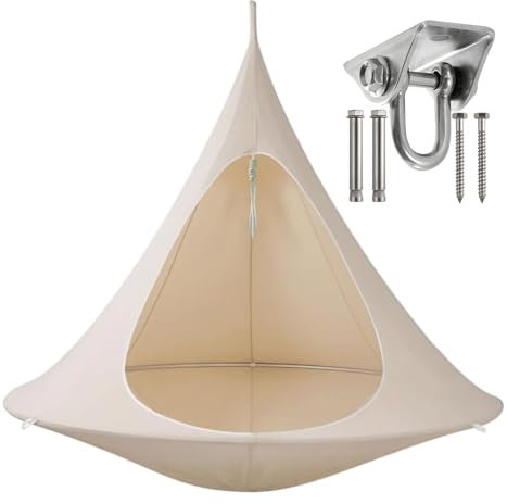 Rundschaukel – Hängezelt Outdoor Tragkraft 100–200 Kg, Hängesessel für Drinnen, Aufhängeset Inklusive Edelstahlhaken – Schaukelstuhl,Weiß,1 * 1.1m/39 * 43in
