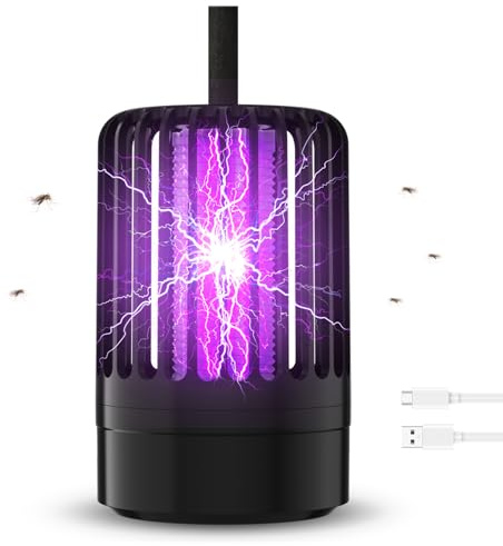 Mückenvernichter-Lampe, 4200V Elektrischer Insektenvernichter, Fliegenvernichter, Tragbarer Insektenvernichter mit Nachtlicht für Fliegende Insekten Camping Innen ßenbereich - Blau