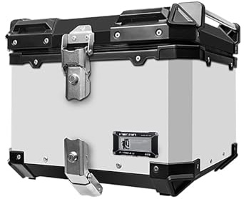 40/45/55L Baul Moto Aleación De Aluminio Caja Superior De Motocicleta Rígido Impermeable Maletero De La Moto Con Dos Cerraduras De Seguridad Resistente Y Duradero Fácil De Instalar Para Guardar Cascos