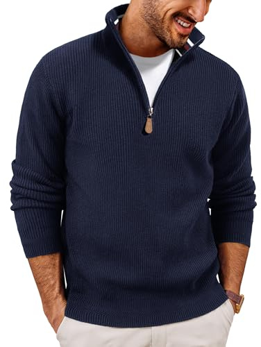 PJ PAUL JONES Pullover da uomo con cerniera a un quarto maglione casual slim fit lavorato a maglia | Colletto alto, mezza cerniera, maglione da lavoro, caldo a maniche lunghe
