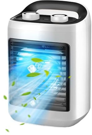 AC Cooling Fan, Air Cooling Fan Room Cooler, Small Quiet Room Cooler Portable Humidifier with Water Tank, Adjustable Modes Cool Gadgets for Home Office Desk Travel Camping