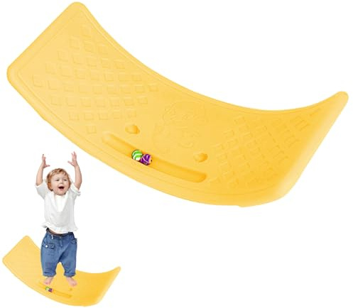 Tktouci Wackelbrett für Kinder, Kinderwippe Wackelbrett - Gebogenes Swing-Lernbrett für das Training,Wackelndes Übungsspielzeug für und Mädchen im Klassenzimmer, Hinterhof, Garten, Zuhause