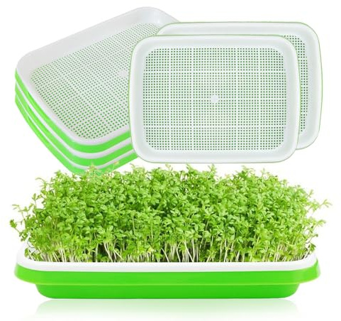 SKIKHN Germoir pour Ggraines à Germer,Lot de 5 Plateau Semis,32.5x23.5x4.5cm,Plateau de Germination de Grande Capacité,pour la Plantation Germes Soja et Germes Haricot Mungo