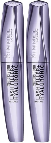 Rimmel Wonder'Bond Lash Filler + Hyaluronic, Mascara, 001 Black, hydratisierte und genährte Wimpern, sichtbar dichtere und dickere Wimpern, Hyaluronsäure, schmierfest, blättert nicht ab, 11 ml