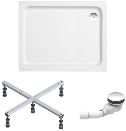 Schulte Duschwanne Cala 90x75 cm, rechteckig aus hochwertigem Sanitäracryl inkl. Fußgestell, Ab- und Überlaufschutz, Pflegeleicht und alterungsbeständig, Größe wählbar