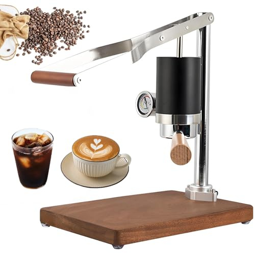 KVTUYC Manuelle Espressomaschine mit Handpresse, Druckhebel und Extraktionsanzeige, tragbar und kompakt, ideal für perfekten Espresso, Cappuccino und Latte Macchiato im Homeoffice.