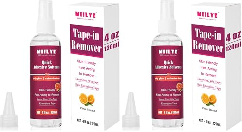 MIILYE Perücken Kleber Entferner/Tape Extension Löser Spray 120 ml/4 oz, Schnell wirkend Haarkleber Entferner, Bondinglöser und Tape Lösemittel für Spitzenperücken, Hair Extensions (Packung mit 2)