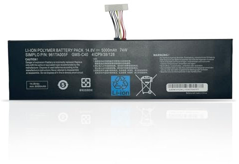 GMS-C40 961TA005F 4ICP9/38/128 Remplacement de la Batterie de l'ordinateur Portable pour Razer Blade Pro 17 2013 2014 2015 RZ09-0099 RZ09-00991 RZ09-00991101 RZ09-00991102 RZ09-0117Series(14.8V 74Wh)