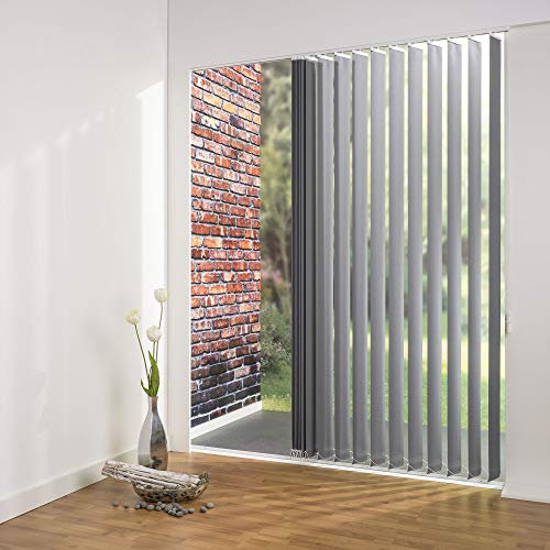 Verdunkelung Lamellenvorhang Lamelle 89 mm Farbe dunkel grau - Breite 100-250 cm - Höhe 180 cm individuell kürzbar (120 x 180 cm)