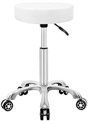 Antlu Rollhocker Höhenverstellbar Hocker Mit Rollen Drehhocker Arbeitshocker Bürohocker Sitzhocker (weißen)