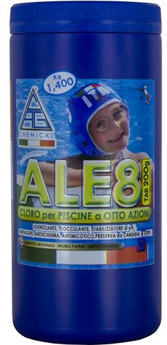Piscina Cloro pasticche 200 gr CagChemical ALE8 1,4 kg 8 funzioni