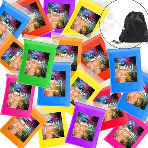ARELUX Holi Powder Color Run Pulver, 25 Stück, je 80 g, natürliche, sortierte Farben, Rangoli-Pulver, Waschbare Kreide-Pulverfarbe für Farbkrieg, Rangoli, Fun Run, Party und Festival