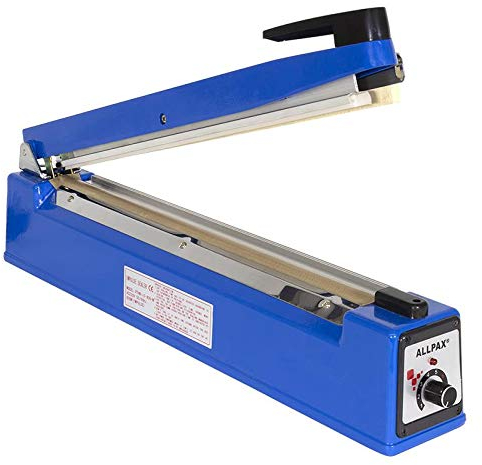Allpax Tischschweißgerät 400 mm mit Messer - Folienschweißgerät aus massivem Aluminium mit 3 mm Nahtbreite - Balkenschweißgerät - Einschweißgerät mit Schneidwerk - Siegelmaschine