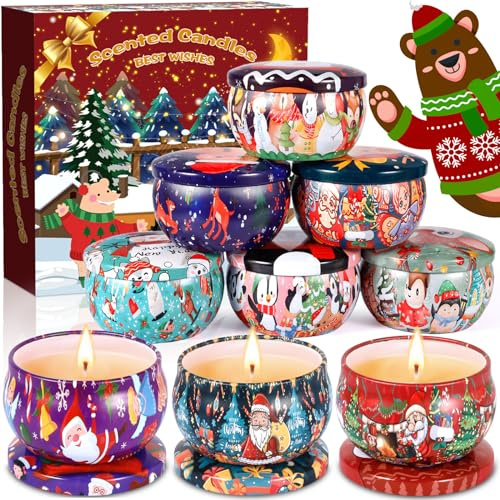 MULEVIP Duftkerze 9 Pack Duftkerzen Set,Duftkerzen Geschenkset,Sojawachs Kerzen Set für Damen,Weihnachtskerze Aroma Kerzen,Kerzen Geschenkset für Weihnachten,Geburtstag,Valentinstag,Muttertag,Yoga