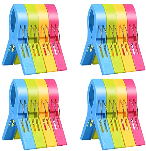 Newaner Pinces à Linge, Pinces Serviette Plage, Clip de Brise-Vent, Durable Grosse Pince Plastique pour Serviettes Quilt Vêtement Couettes Draps Tapis Nappe(16pcs)