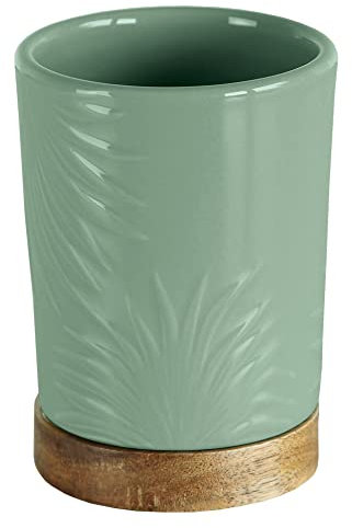 Kleine Wolke Zahnputzbecher Palm, Accessoires, Farbe Maledivia, Material: Steinzeug, Akazie, Länge 7,8 x Breite 7,8 x Höhe 11 cm