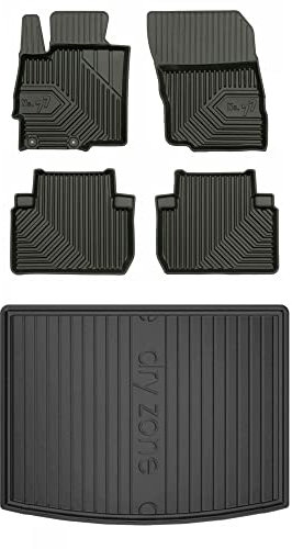 MOTOS Satz Gummifußmatten und Kofferraummatten passend für Mitsubishi Eclipse Cross ab 2018 passt nicht für Plug-In Hybrid (PHEV) Verbessern Sie Ihren Reisekomfort mit Antirutschmatte Auto 3D- Allwett