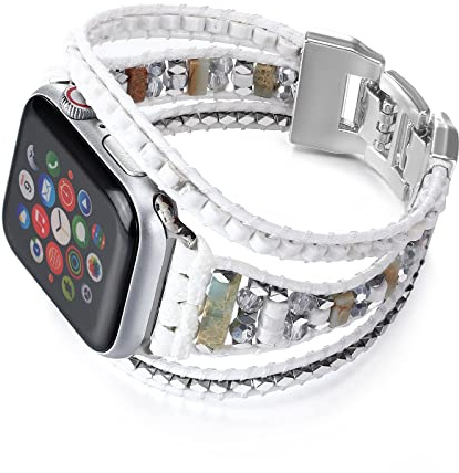 CHARMINGO Bracelet en cuir style bohème pour Apple Watch, bracelet en cuir multicouche perlé, 38 mm-45 mm, 14,5-20 cm