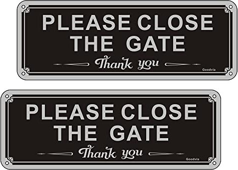 Please Close the Gate Sign Garden Dog Signs Metel Aluminum 3.5'' x 9.8'' Rust Free, Waterproof, UV Resistant,Fade Resistant Pack of 2