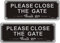 Please Close the Gate Sign Garden Dog Signs Metel Aluminum 3.5'' x 9.8'' Rust Free, Waterproof, UV Resistant,Fade Resistant Pack of 2