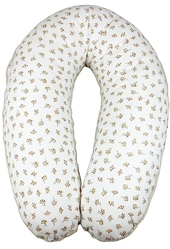 sei Design XXL Stillkissen ergonomisch 190x30, Schwangerschaftskissen Seitenschläferkissen Komfortkissen Erwachsene, Stillkissen-Bezug aus Musselin und Teddyplüsch, Pregnancy Pillow Baby