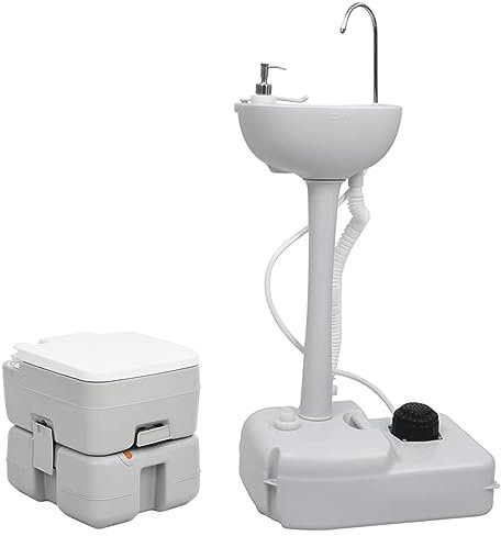 ZEYUAN Campervan Essentials,Campervan Accessories Uk,Travel Toilet,Portable Camping Toilet and Handwash Stand Set