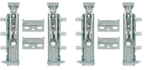 Syskor 2 Juegos Ajustable Cocina Colgador Oculto para Muebles Suspendidos Soporte para Colgar Armarios, la Carga: 65 Kg Placa + 2X Tapas Blancas, Niquel, 0 (Paquete de 2)