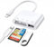 Oblinple 4 in 1 SD Kartenleser für iPhone iPad, Micro SD Card Reader Dual Slot für SD TF Speicherkarte, Lightning Mini SD Karte Adapter USB, Kamera kartenlesegerät, Gleichzeitiges Laden und Karten