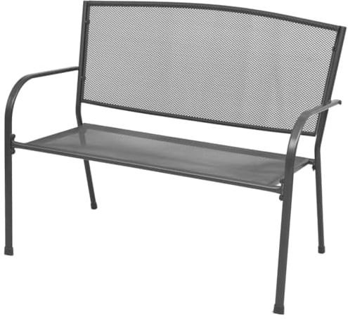 Makastle Gartenbank Recamiere mit Metallrahmen, Sitzbank Parkbank Balkonbank Gartenmöbel, 108 cm Stahl und Gitter Anthrazit