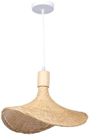 CRILSTYLEO Lampe Suspendue Artisanale En Bambou Forme Chapeau De Paille Lampe Plafonnier D'intérieur Plafonnier De Pièce De Style Chinois