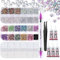 Canvalite 8000PCS Nail Art Rhinestones with 5Pcs 3ml B7000 rhinestone glue, Nail Charms with Nail Pearls, Pick Up Tweezers, Rhinestone Picker Dotting Pen, Flat Back Nail Gems for Nail Art, Face, Craft