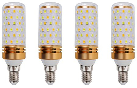HUAMu Tricolor E14 9W LED Maiskolben Lampen, 3-Farbwechsel Leuchtmittel, für Kronleuchter Home Lighting Decor,nicht dimmbar,AC 220-240V,4 Stücks