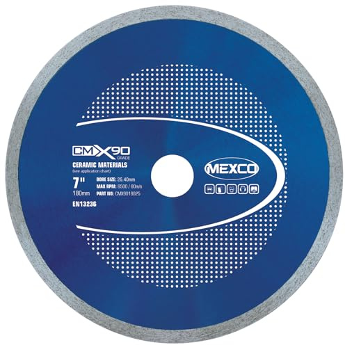 Mexco CMX Ceramic Materials Diamond Blade – High Performance & Fast Cutting Disc for Tiles – 180mm, 25.4mm Bore