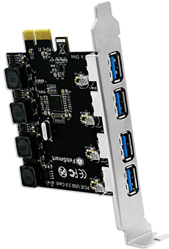 Feb Smart 4 Ports USB 3.0（Super Fast 5Gbps）PCI Express(PCIe) Expansion Card for Windows XP,7,Vista,8,8.1,10 Desktop Computer-Build in Self Power Technology-No Need Additional Power Supply(FS-U4-Pro)