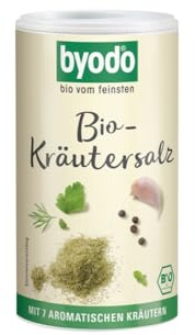 Byodo Bio Kräutersalz in Streudose, 125g - Intensiv Aromatisch, Feinkörniges Meersalz, Ohne Rieselhilfsstoffe, Nicht Jodiert, Naturbelassen, Ideal für Gourmet Gerichte | Premium Bio-Gewürz