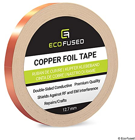 Ruban adhésif en cuivre de qualité supérieure - Conducteur à Double Face - 0,5 po (12,7 mm) - Protection Contre Les interférences EM et RF, Circuits Papier, Réparations électriques, Mise à la Terre
