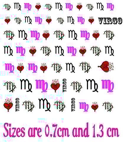 Virgo Zodiac Star Sign Collection (Virgo Nail Art Decals C1)