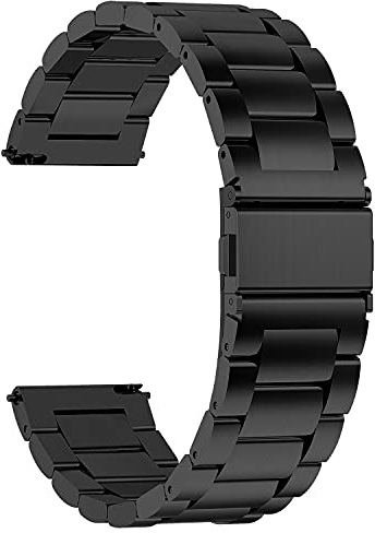 Fullmosa Edelstahlarmband 18mm für Uhr,Smart Watch Metall Uhrenarmbänder mit Schnellverschluss geeignet für Damen&Herren,18mm Schwarz