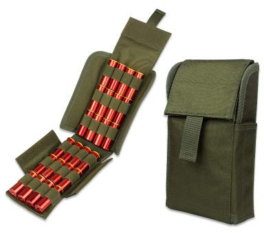 Gexgune Jagd 25 Runde 12GA 12 Gauge Munition Shells Reload Magazin Aufbewahrungstaschen Tasche Bandelier Bullet Holder Taktische Airsoft Kit (Grün)