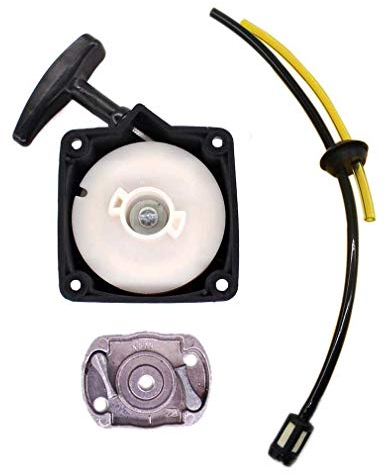 AISEN Seilzugstarter Starter Mitnehmerplatte Kit für Motorsense Rotfuchs Tarus Fuxtec Aram-Trade Stenson Timbertech BC52 BC520 mit Benzinschlauch Benzinfilter