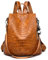 AINUOEY Damen Rucksack Taschen Frauen Elegant Tasche Stadtrucksack Rucksackhandtasche Vintage PU-Leder 76654 1-teilig Set Braun