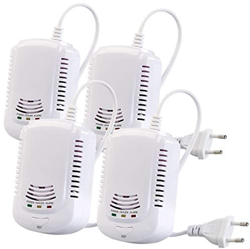 VisorTech Gas-Warnmelder: 4er-Set Multi-Gasmelder für haushaltsübliche Gase, mit 3 LEDs, 85 dB (Detector, Gaswarner, Auto Heizung)