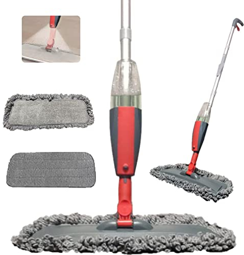 Mopa Multifuncional con Rociador Spray 4 En 1, Absorbente, Ligera y sin Cables, con 2 Bayetas de Microfibra, Palo Telescópico 360°, para Suelo Laminado, Azulejo, Porcelánico, Parquet o Tarima Flotante