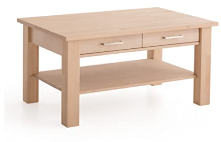 DICO Möbel Couchtisch CS 130 Massivholz Buche/Wildeiche Größe 135x80 cm mit Schublade 01 Kernbuche geölt