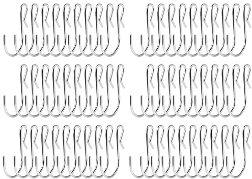 Kellegour 60 Piezas Gancho en S Pequeños,Gancho Colgar,Ganchos Metalicos en S,Ganchos de Acero Inoxidable,Ganchos Colgantes en Forma de S,Ganchos en S para Colgar para Baño,Oficina,Cocina,Tienda