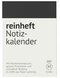 Kalender 2027 im Pocketformat, Softcover, Größe M - Din A6, schwarz | kleiner Taschenkalender, leicht, flexibel und wiederverwendbar